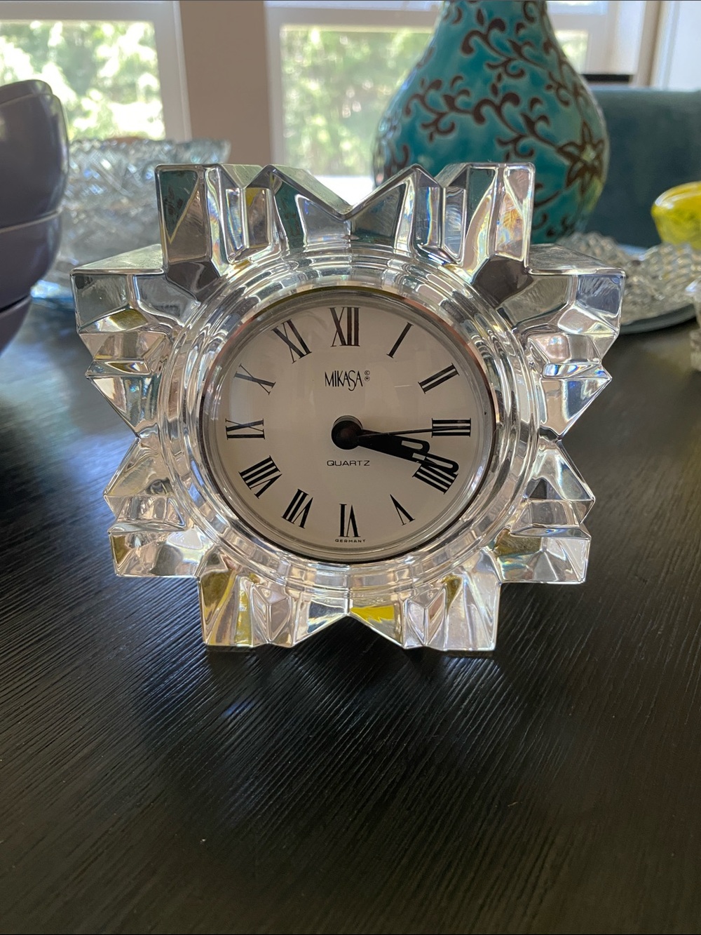 Mikasa Lead Crystal Starburst Mantel Clock - Clear